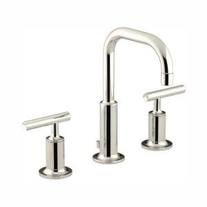 Purist 8 in. Widespread 2-Handle Low-Arc Water-Saving Bathroom Faucet in Vibrant Polished Nickel with Low Spout