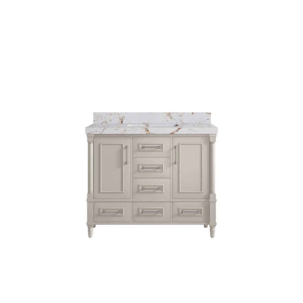 Hudson 42 in. W x 22 in. D x 36 in. H Single Sink Bath Vanity in Fine Grain with 2 in. Viola Gold Qt. Top price history on PriceWatchPro