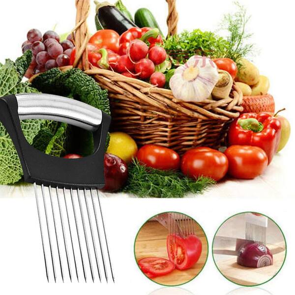Cheers.US Onion Slicer, Onion Cutter Holder, Lemon Potato Tomato Slicer, Vegetable Stalking Fork, Meat Tenderer, Stainless Steel Kitchen Slicer For Slicing Onions,Avocados,Eggs