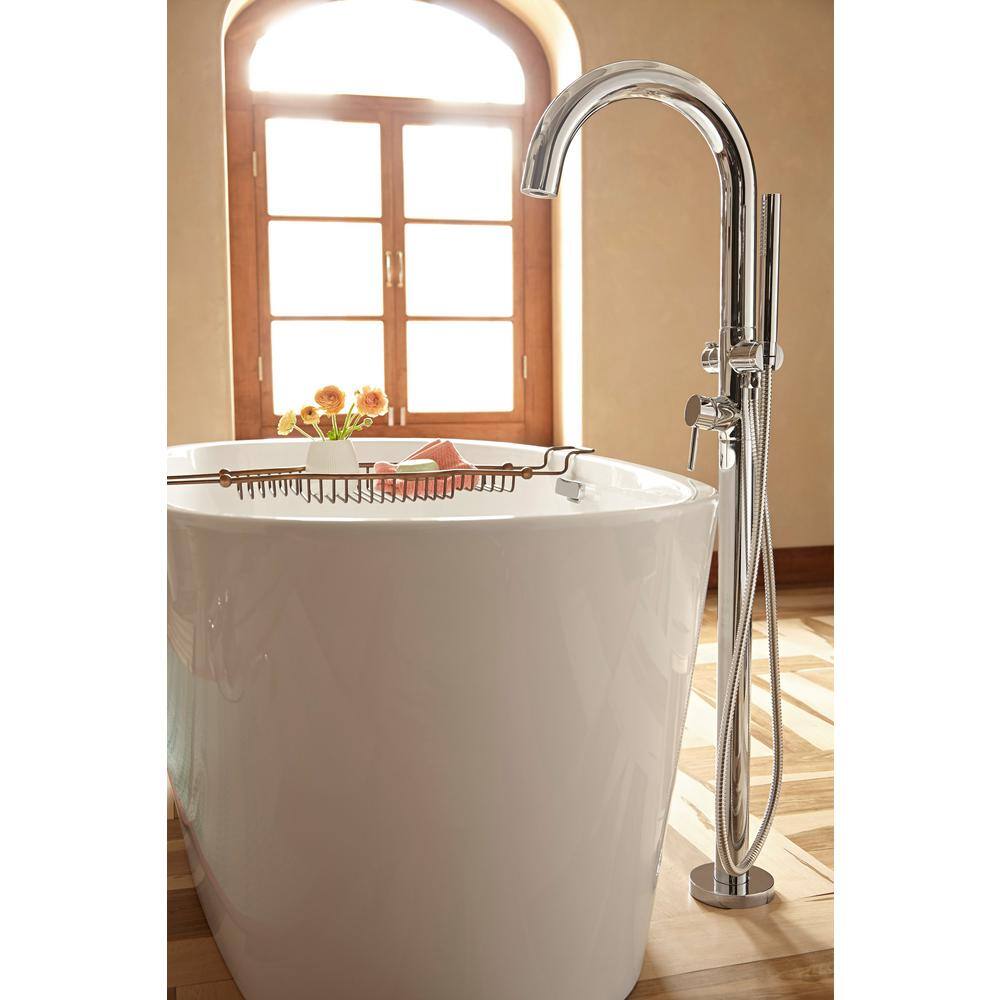 White Acrylic Freestanding Oval Bathtub with Chrome Overflow