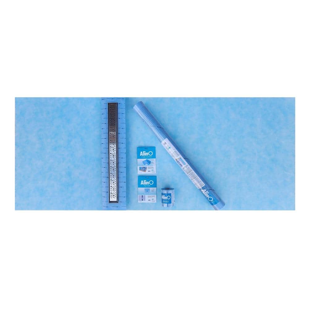 ALINO 36 in. x 87.5 in. Linear Off-Center Drain Shower Kit with 30 in. 2-in-1 (Stainless steel/Tile Insert) Nickel Drain