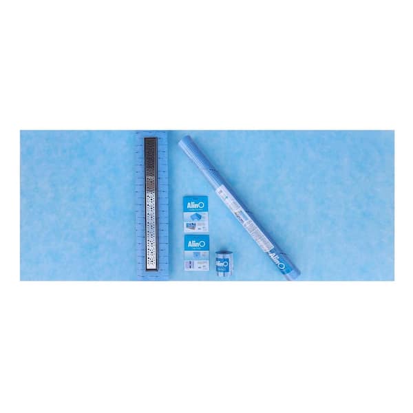 ALINO 36 in. x 87.5 in. Linear Off-Center Drain Shower Kit with 30 in. 2-in-1 (Stainless steel/Tile Insert) Nickel Drain