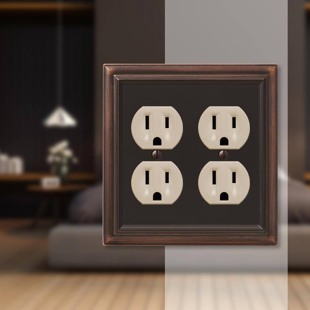 Aged Bronze Double Duplex Cast Metal Wallplate