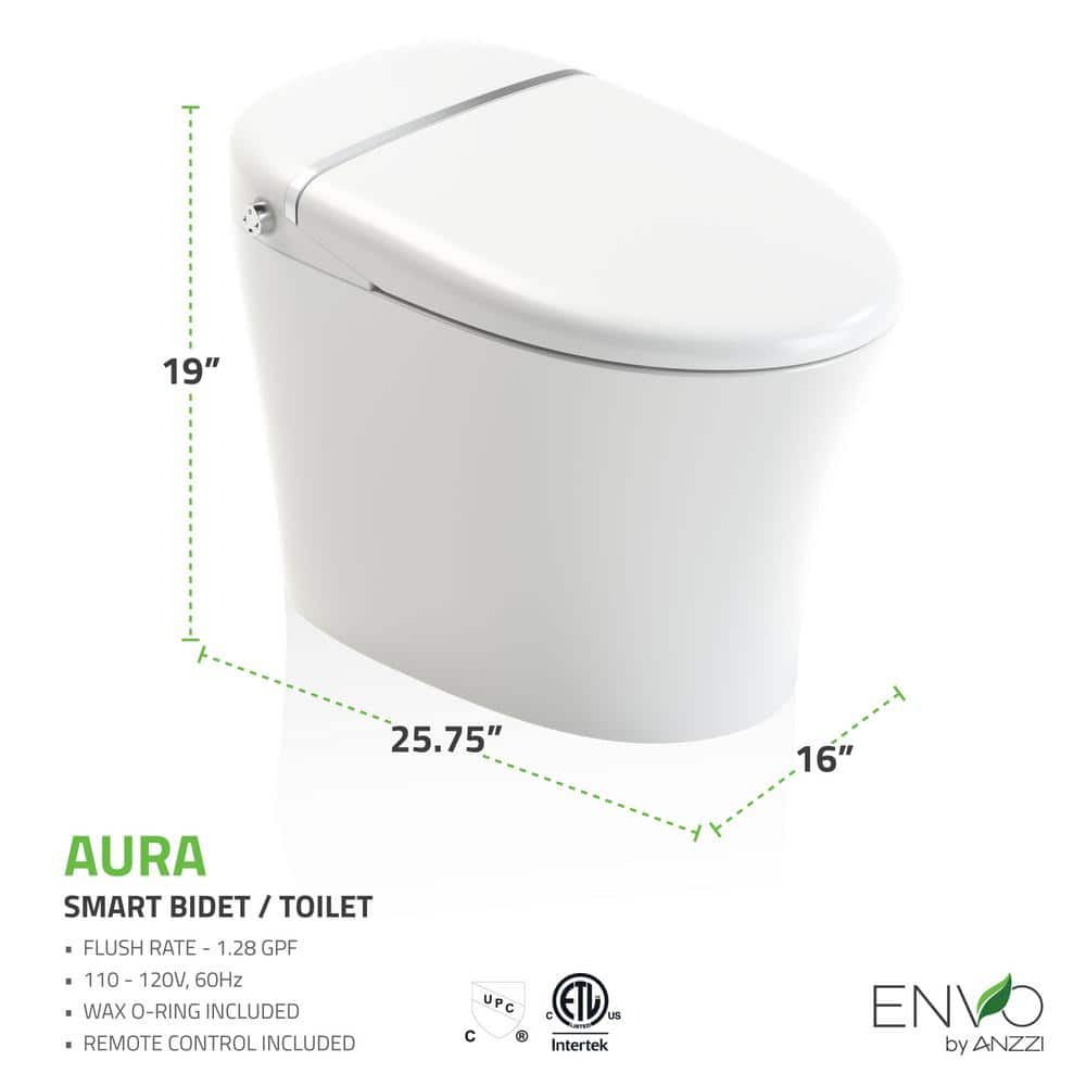 White High Efficiency Elongated Macerating Smart Toilet with Bidet