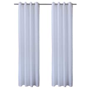 Seascapes White 50 in. x 108 in. Grommet Light Filtering Sheer Indoor/Outdoor Curtain Panel Pair