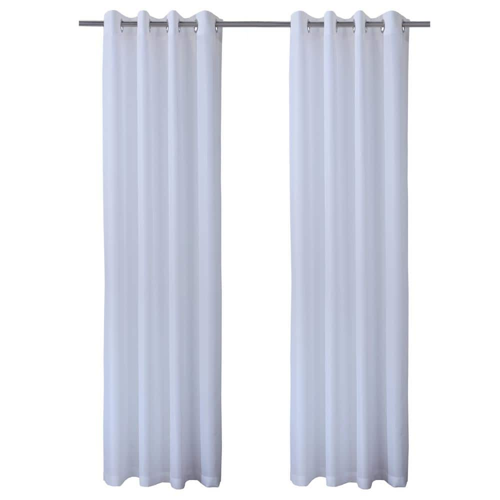  Seascapes 50 in. W x 84 in. L Light Filtering Grommet Indoor/Outdoor Curtain Panel Pair in White