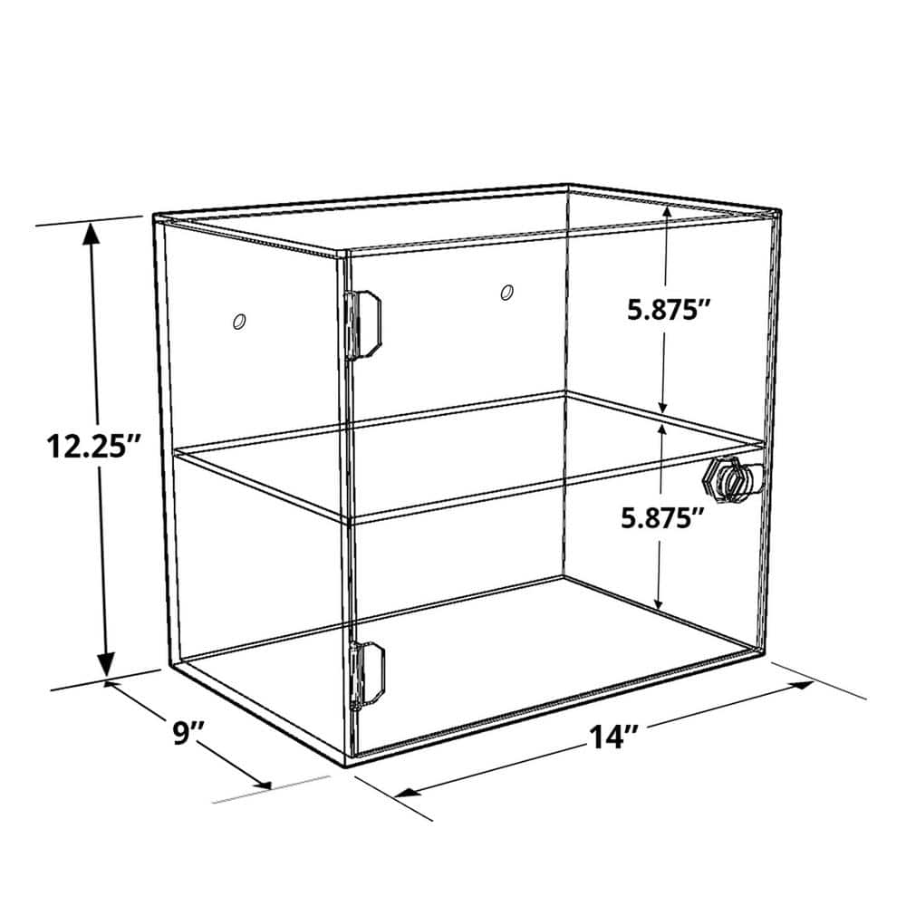 Clear Acrylic Locking Countertop Display Case with Shelf