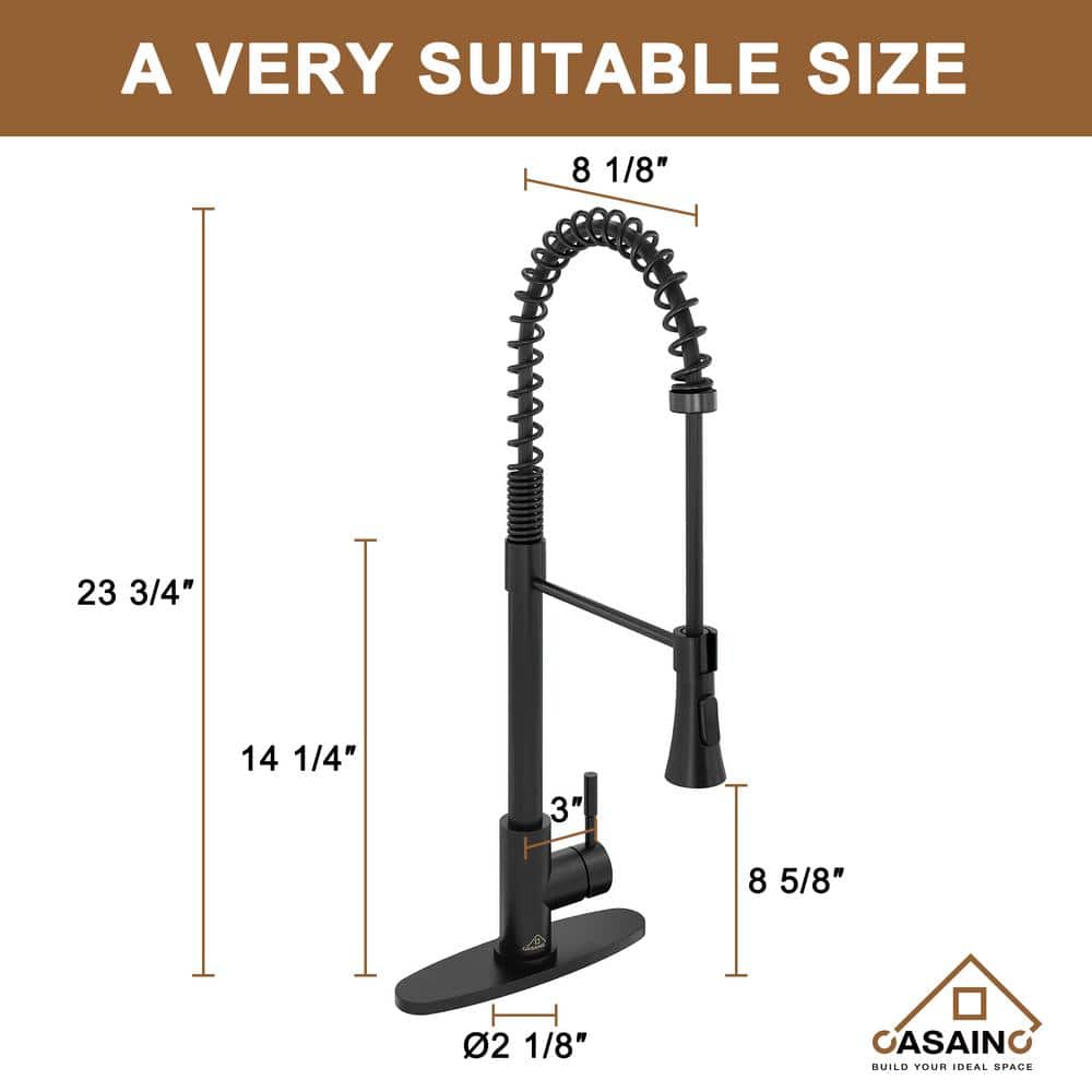 Matte Black Pull-Down Kitchen Faucet with Dual-Function Spray Head