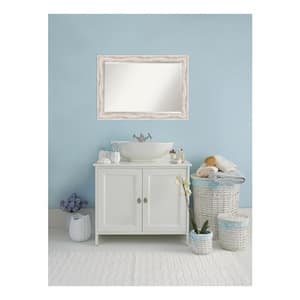 Alexandria White Wash 41 in. x 29 in. Beveled Rectangle Wood Framed Bathroom Wall Mirror in White