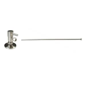 Brass Toilet Kit Round Angle Stop 1/2 in. Copper x 3/8 in. Comp with 20 in. Riser, Satin Nickel