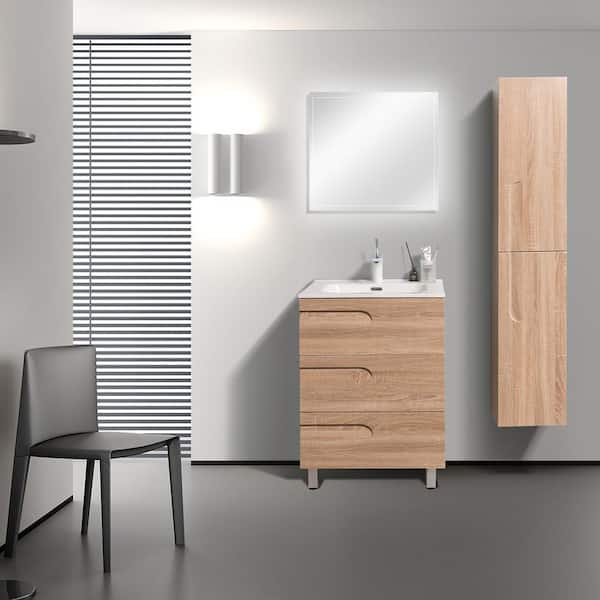 Eviva Joy 24 in. Single Sink Maple Bath Vanity with White Porcelain Top (Assembled)