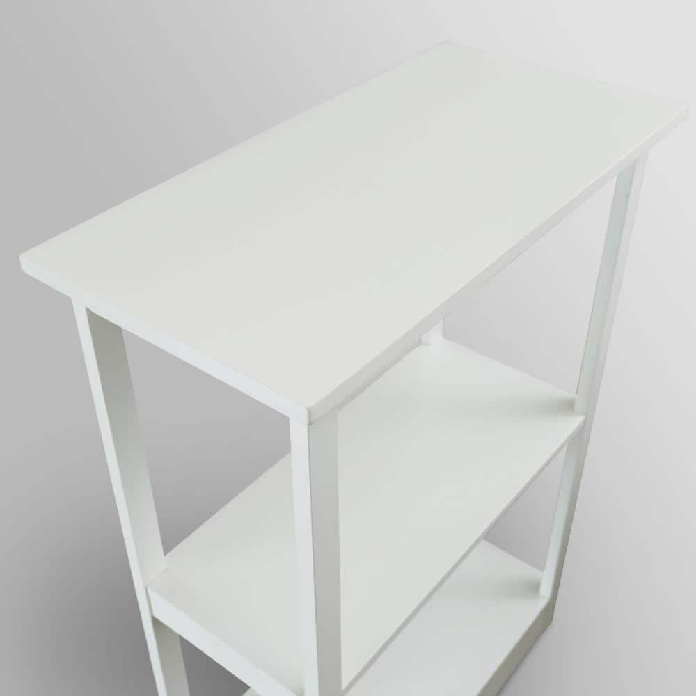 Adams White Solid Pine 3-Shelf Bookcase with Concealed Drawer