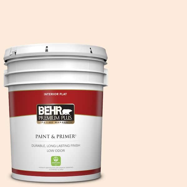 BEHR PREMIUM PLUS 5 gal. #250A-2 Wistful Beige Flat Low Odor Interior Paint & Primer
