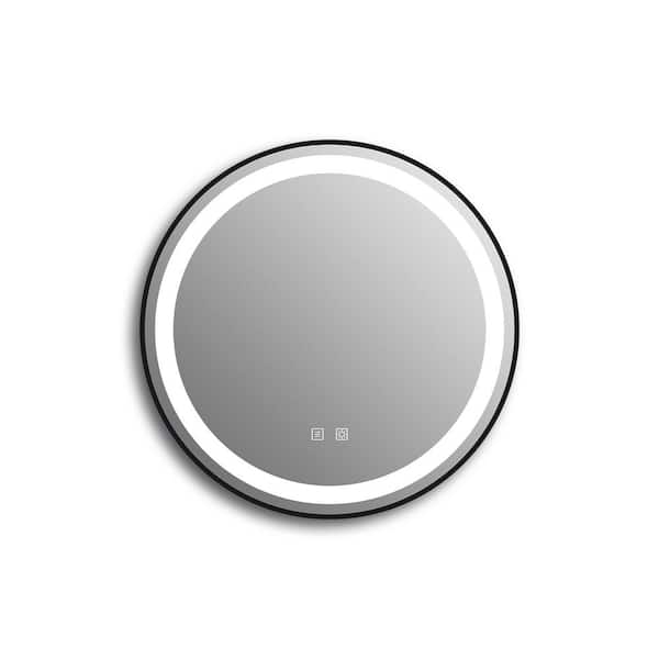 24 in. W x 24 in. H Round Aluminum Framed LED Light with 3-Color and Anti-Fog Wall Mount Bathroom Vanity Mirror