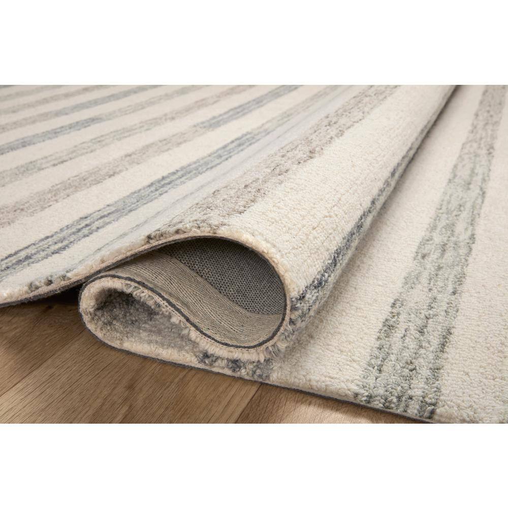 Ivory and Slate Striped Wool Handmade Area Rug 7'-9" x 9'-9"