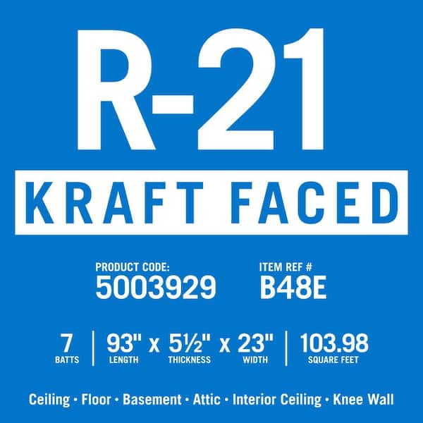 R-21 EcoBatt® Unfaced Fiberglass Insulation Batt 5-1/2 x 23