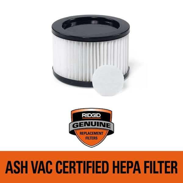 Genuine Ash Vac Filter Kit with Dry Pick-Up Only HEPA Material and Cloth Vacuum Filters for RIDGID Ash Vac DV0510 VF1500