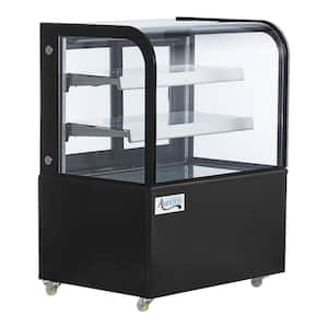 36 in. Curved Glass Black Dry Bakery Display Case, 2-Shelves, Sliding Doors
