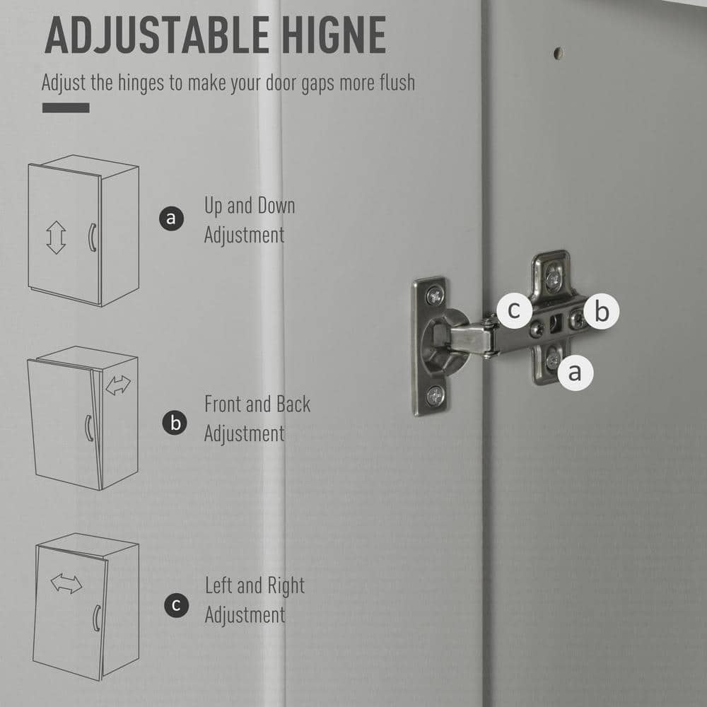 Gray Recessed Panel Freestanding Kitchen Pantry Cabinet with Adjustable Shelves