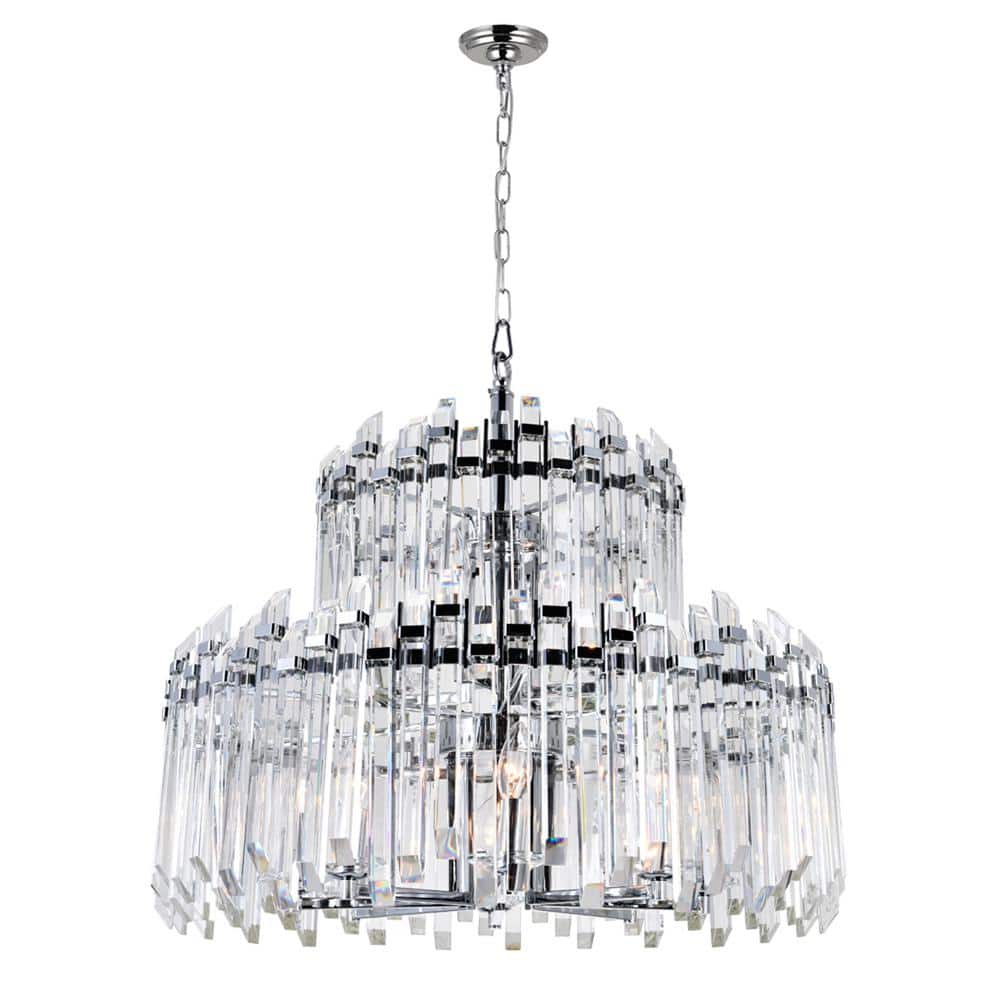 Henrietta Chrome 12-Light Crystal Two-Tier Chandelier