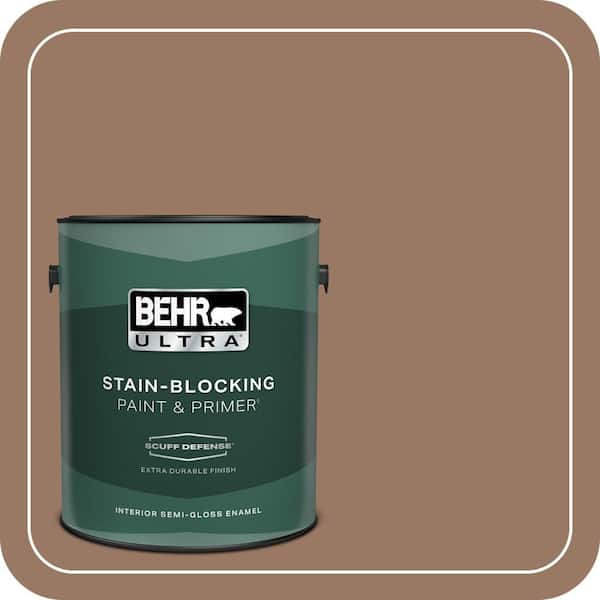BEHR ULTRA 1 gal. #250F-5 Fudge Bar Extra Durable Semi-Gloss Enamel Interior Paint & Primer