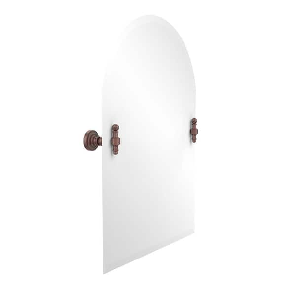 Allied Brass Retro-Dot Collection 21 in. x 29 in. Frameless Arched Top Single Tilt Mirror with Beveled Edge in Antique Copper