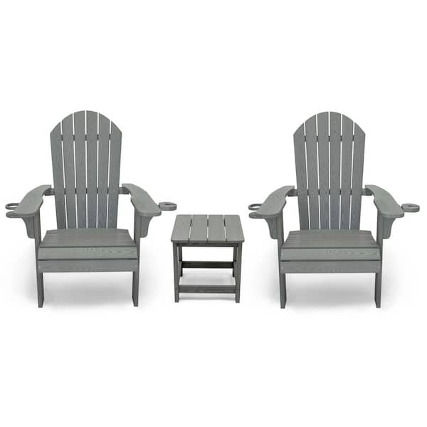 LuXeo Westwood Gray 3-Piece All-Weather Plastic Outdoor Patio Conversation Set