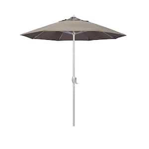 7.5 ft. Matted White Aluminum Market Patio Umbrella Auto Tilt in Taupe Sunbrella