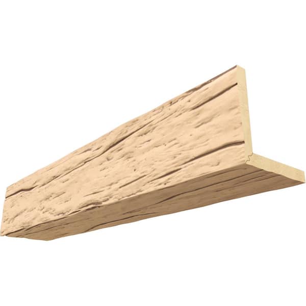 Ekena Millwork Endurathane 10 in. H x 4 in. W x 12 ft. L Riverwood Buttercream Faux Wood Beam