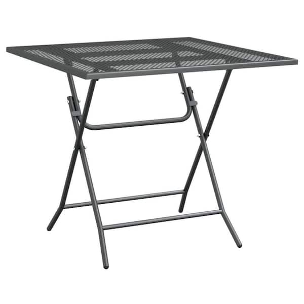 Zofi Gray Square Metal 28.3 in. Foldable Outdoor Patio Dining Table