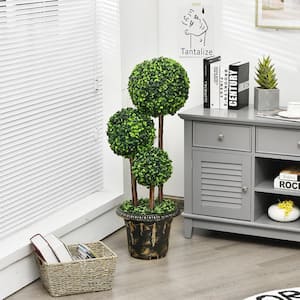 3 ft. Artificial Topiary Triple Ball Tree Plant Bonsai Category Indoor Outdoor UV Resistant