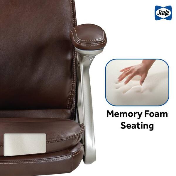 Sealy Windsor Faux Leather Height Adjustable Swivel Computer Office Chair  in Brown with Padded Arms 63078