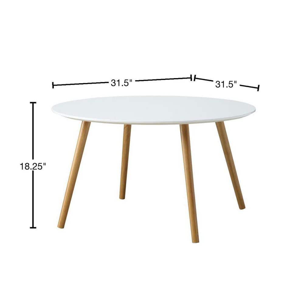 Oslo 32" Round White Gloss Midcentury Modern Coffee Table