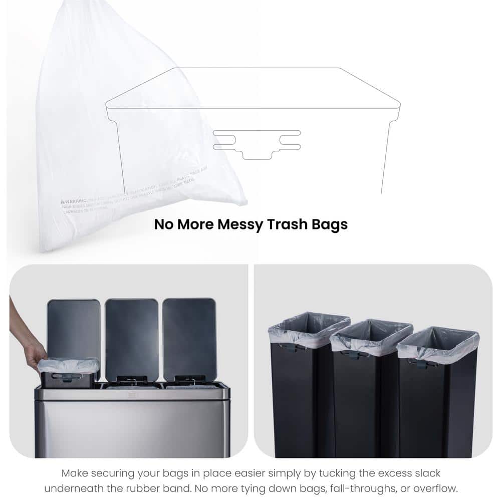 15.9 Gallon Stainless Steel Triple Compartment Pedal Trash Can