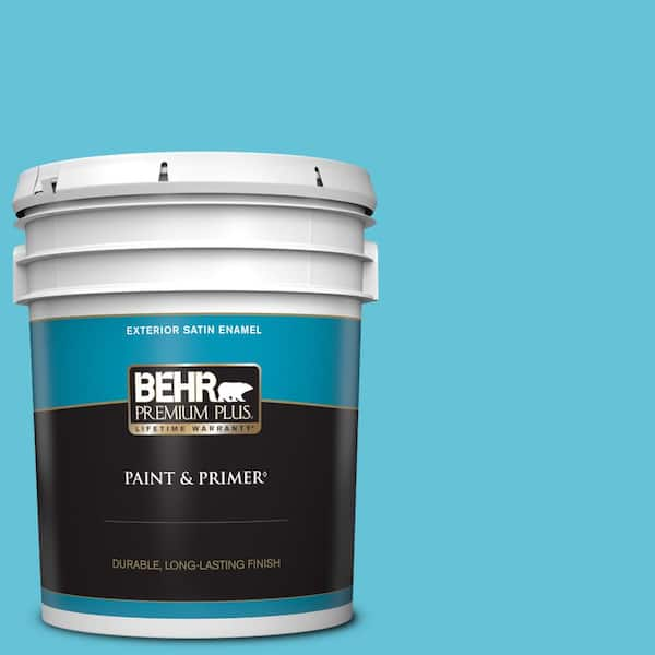 BEHR PREMIUM PLUS 5 gal. #P480-4 Rushing Stream Satin Enamel Exterior Paint & Primer