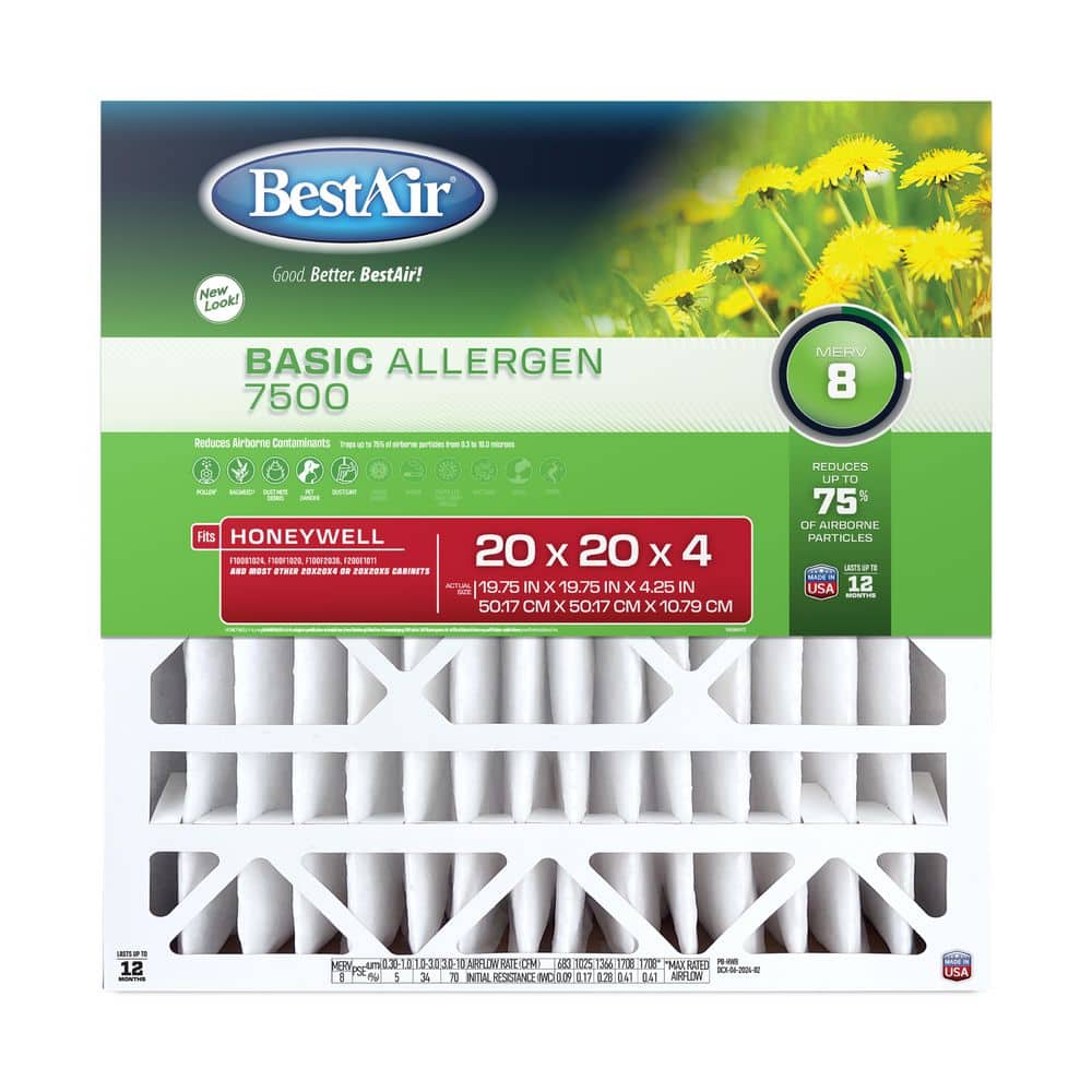 BestAir 20 x 20 x 4 Honeywell FPR 4 Air Cleaner Filter HW2020-8R