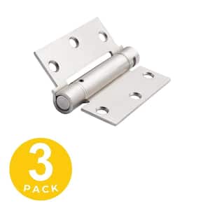 3.5 in. x 3.5 in. Satin Nickel Full Mortise Spring With Non-Removable Pin Squared Hinge - Set of 3