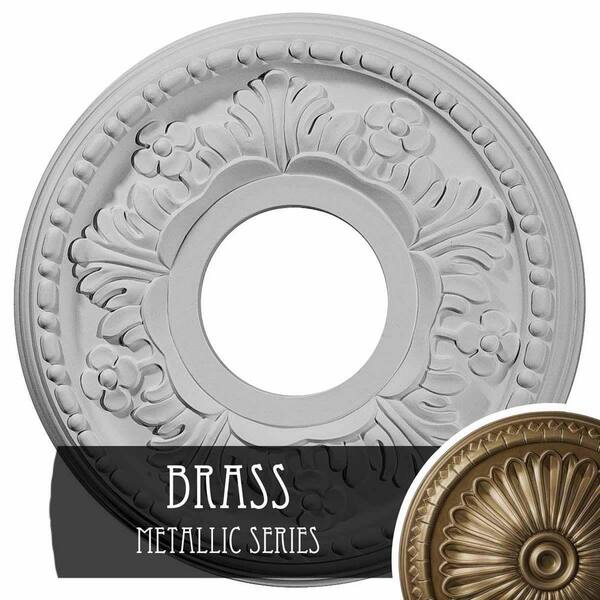 Ekena Millwork 11-7/8" x 3-5/8" ID x 7/8" Helene Urethane Ceiling Medallion (Fits Canopies upto 5-1/4"), Brass