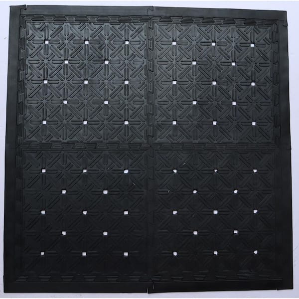 18 in. x 18 in. Black Rubber Outdoor Door Mat