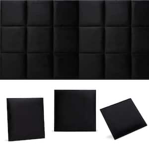 1.38 in. x 12 in. x 12 in. Luxury Velvet 2-Piece Decorative Wall Panel in Black (2-Pack)