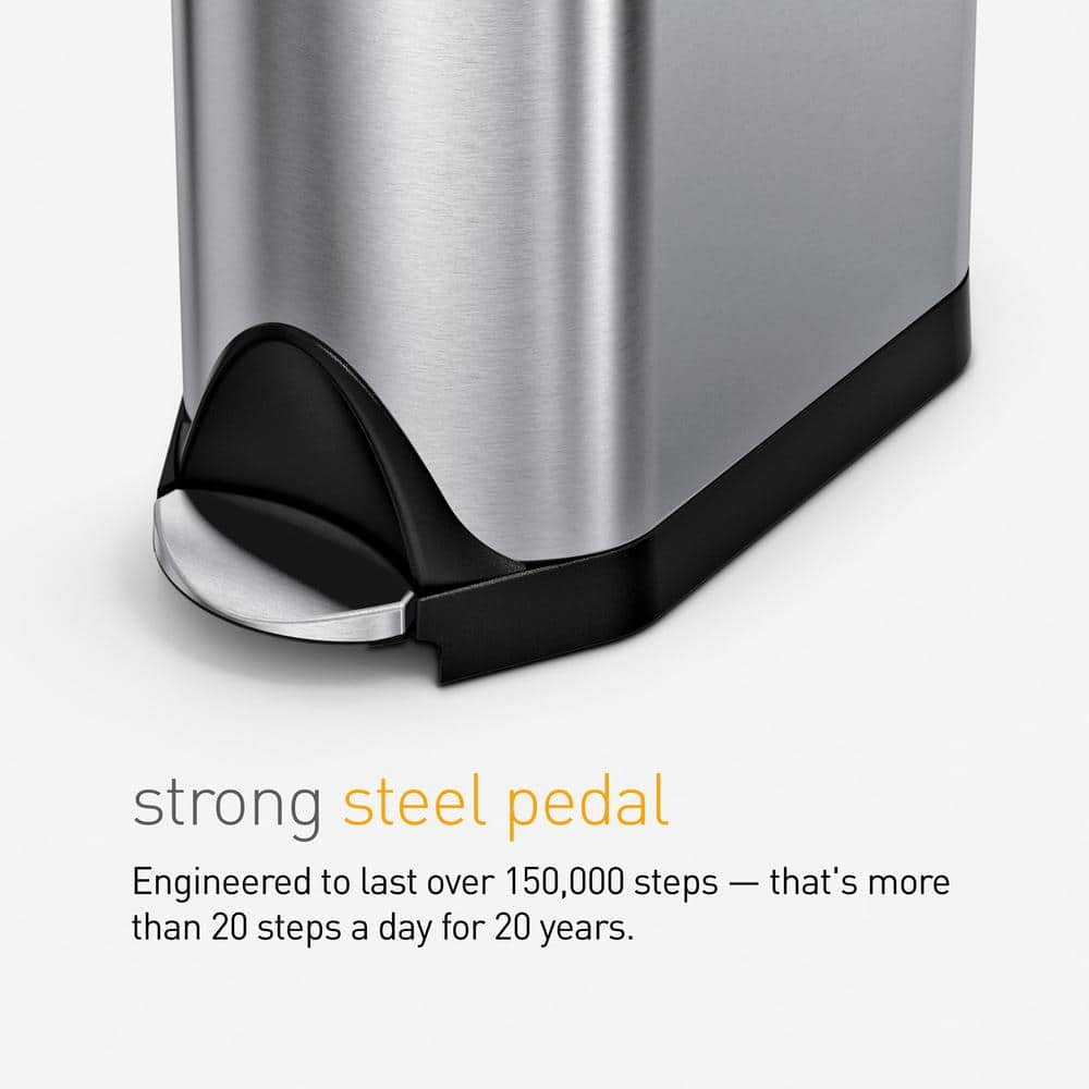 30L Brushed Stainless Steel Butterfly Lid Kitchen Step Trash Can