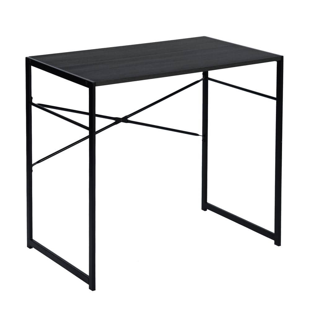 Homy Casa DOLPH 31.5 in. Rectangular Black MDF Desk with Decor Cross