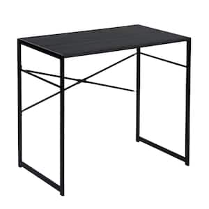 DOLPH 31.5 in. Rectangular Black MDF Desk with Decor Cross Steel