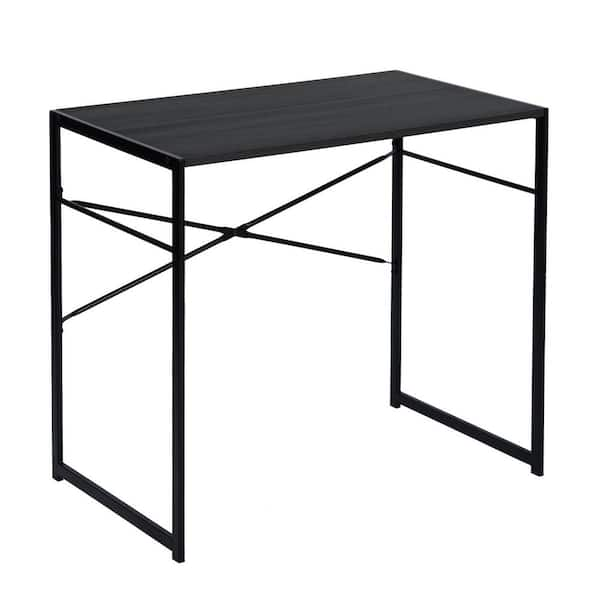 StyleWell 30 in. Rectangular Black Metal Folding Writing Desk with Grey Wood Top