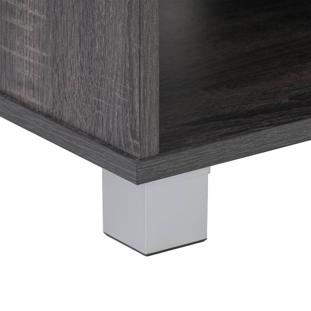 Modern Gray Wood Grain & Silver Leg TV Stand for Up to 85" TVs