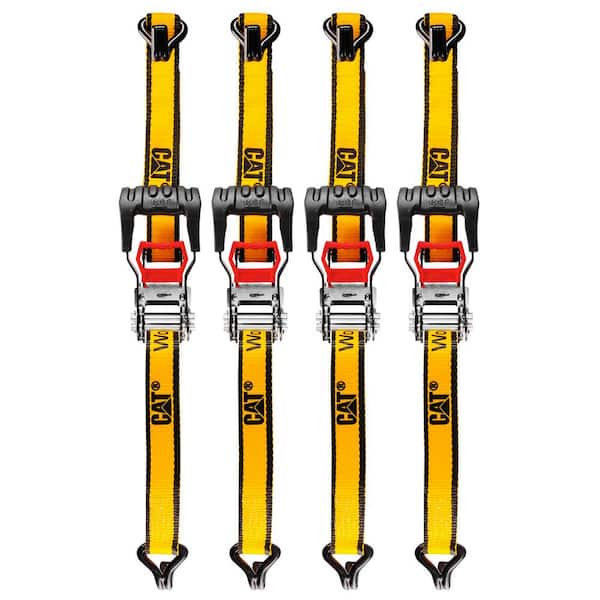 CAT 16 ft. x 1-1/4 in. Heavy-Duty Ratcheting 800 lbs. Tie Down Set with Soft  Loops Straps (4-Piece) 980065N The Home Depot
