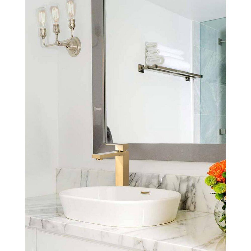 Brushed Gold Single Handle Vessel Sink Bathroom Faucet