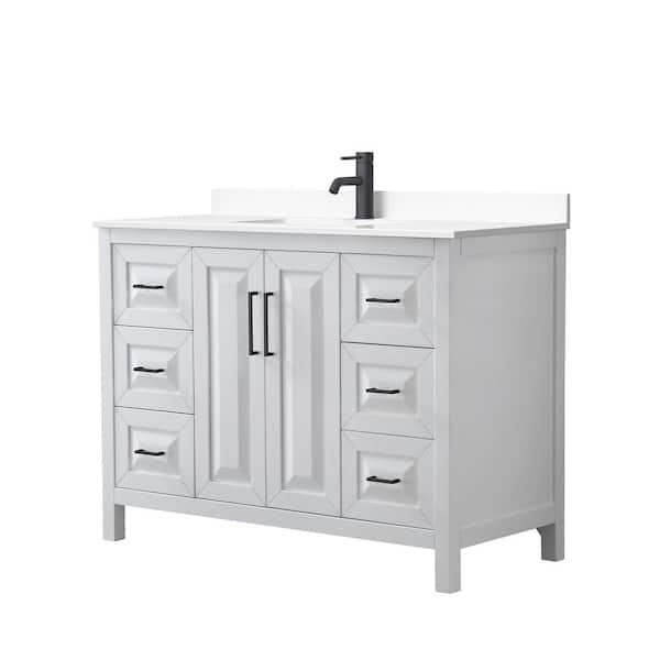 Wyndham Collection Daria 48 in. W x 22 in. D x 35.75 in. H Single Bath Vanity in White with White Cultured Marble Top