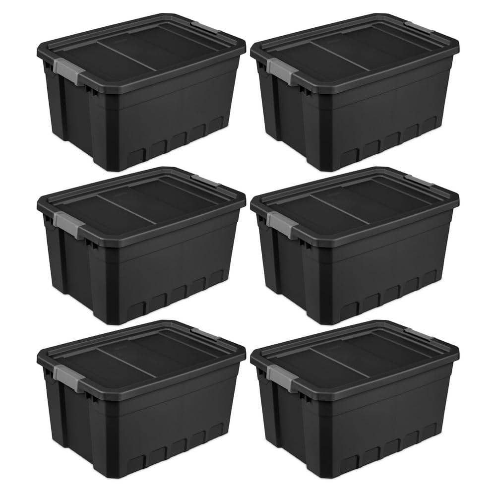 Sterilite 19 Gal Rugged Industrial Stackable Storage Tote with Lid, 12 Pack