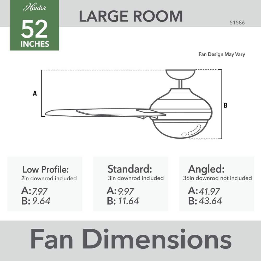 Matte Silver 52" 3-Blade Ceiling Fan with LED Light and Remote
